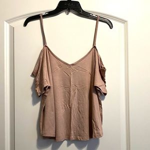 Pink cold shoulder top